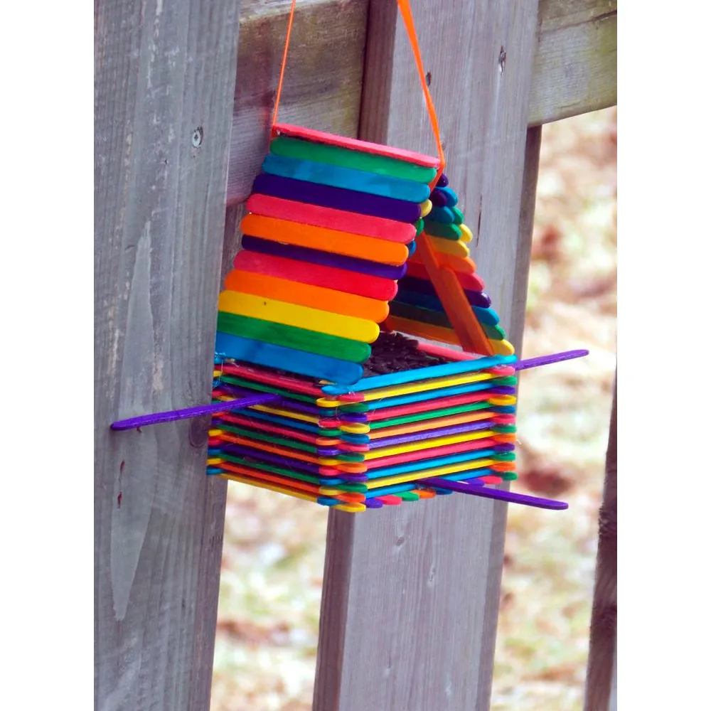 200 Pcs Wood Popsicle Sticks Assorted Colors Wooden Craft Sticks 4-1/2 x 3/8 New