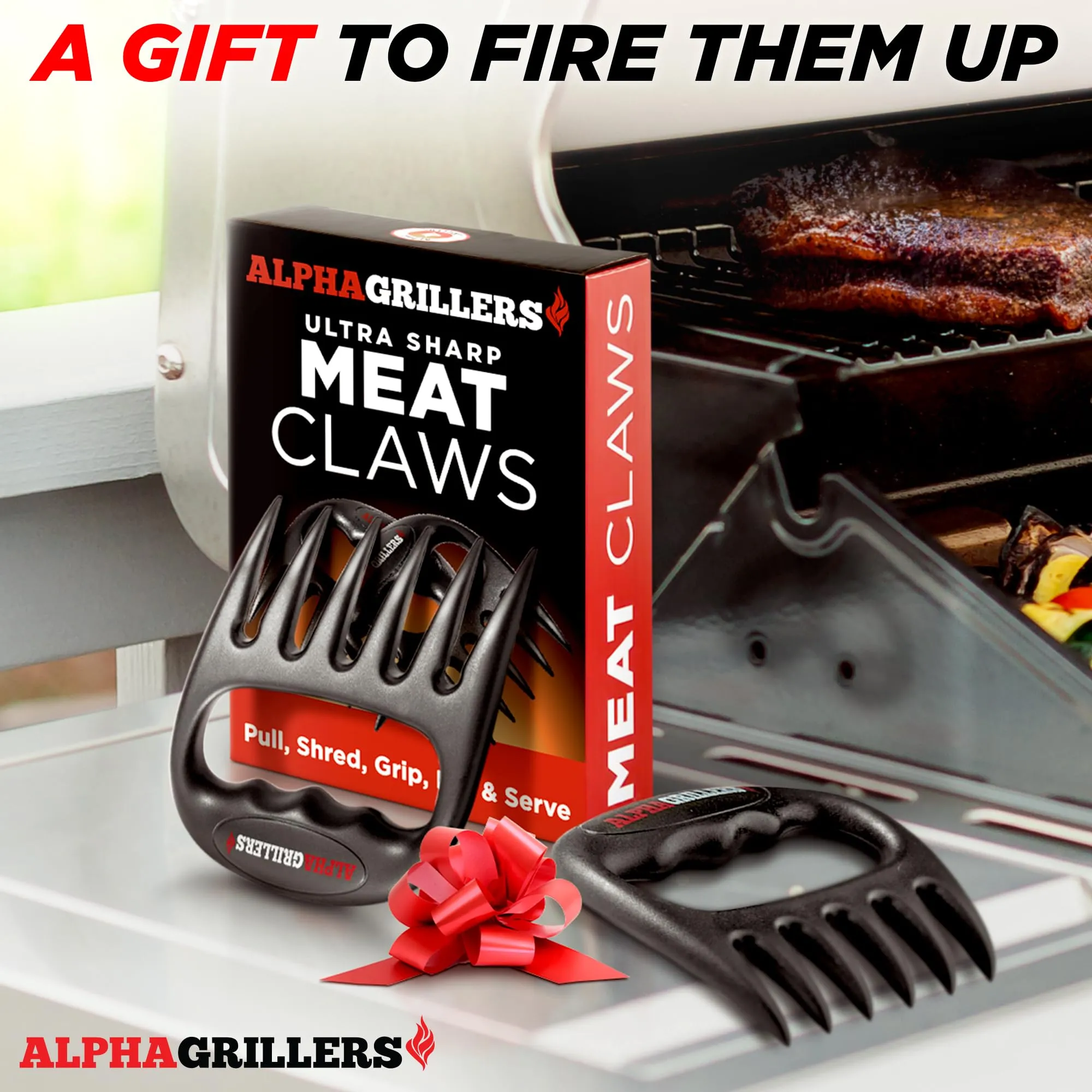 Alpha Grillers Meat Shredder Claws - BBQ Smoker Accessories Pulled Pork Tool - Barbecue Grilling Gifts for Men Him
