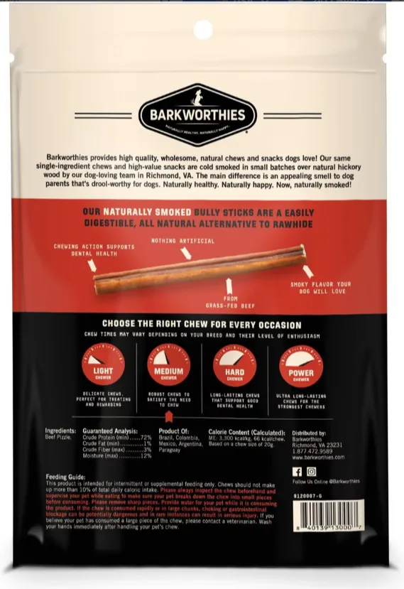 Barkworthies 6 Inch Smoked Bully For Dogs