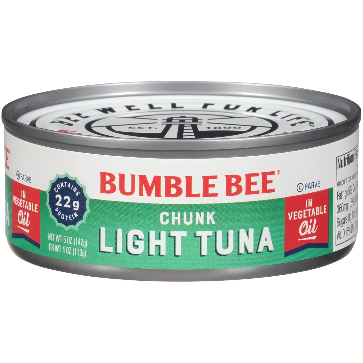 Bumble Bee Chunk Light Tuna In Oil, 5 oz Cans (Pack of 24) - Wild Caught Skipjack Tuna - 22g Protein Per Serving - MSC Certified Sustainable Seafood, Non-GMO, Gluten Free, Kosher