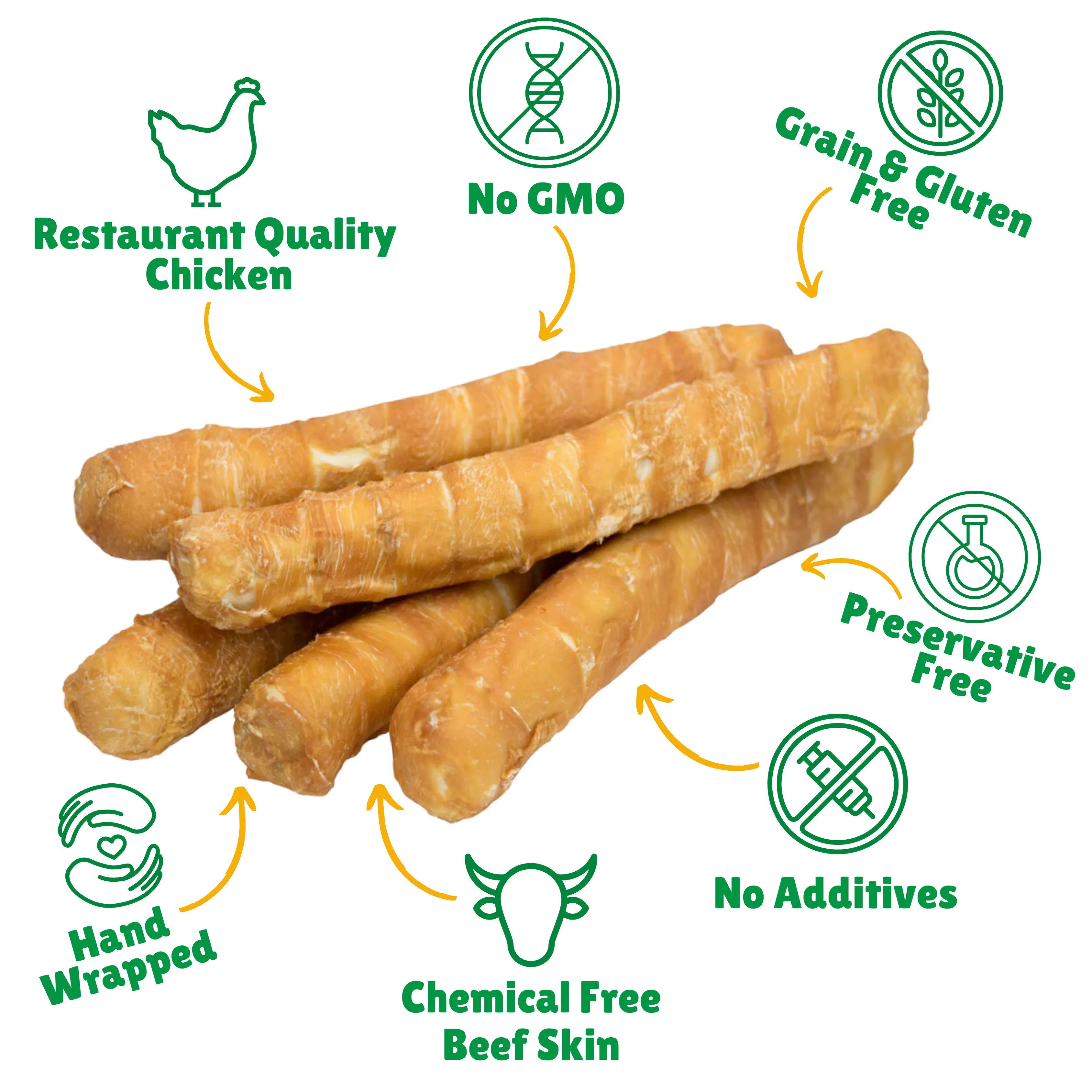 Chicken Wrapped Beefhide Treats: Bull Sticks for Large Dogs