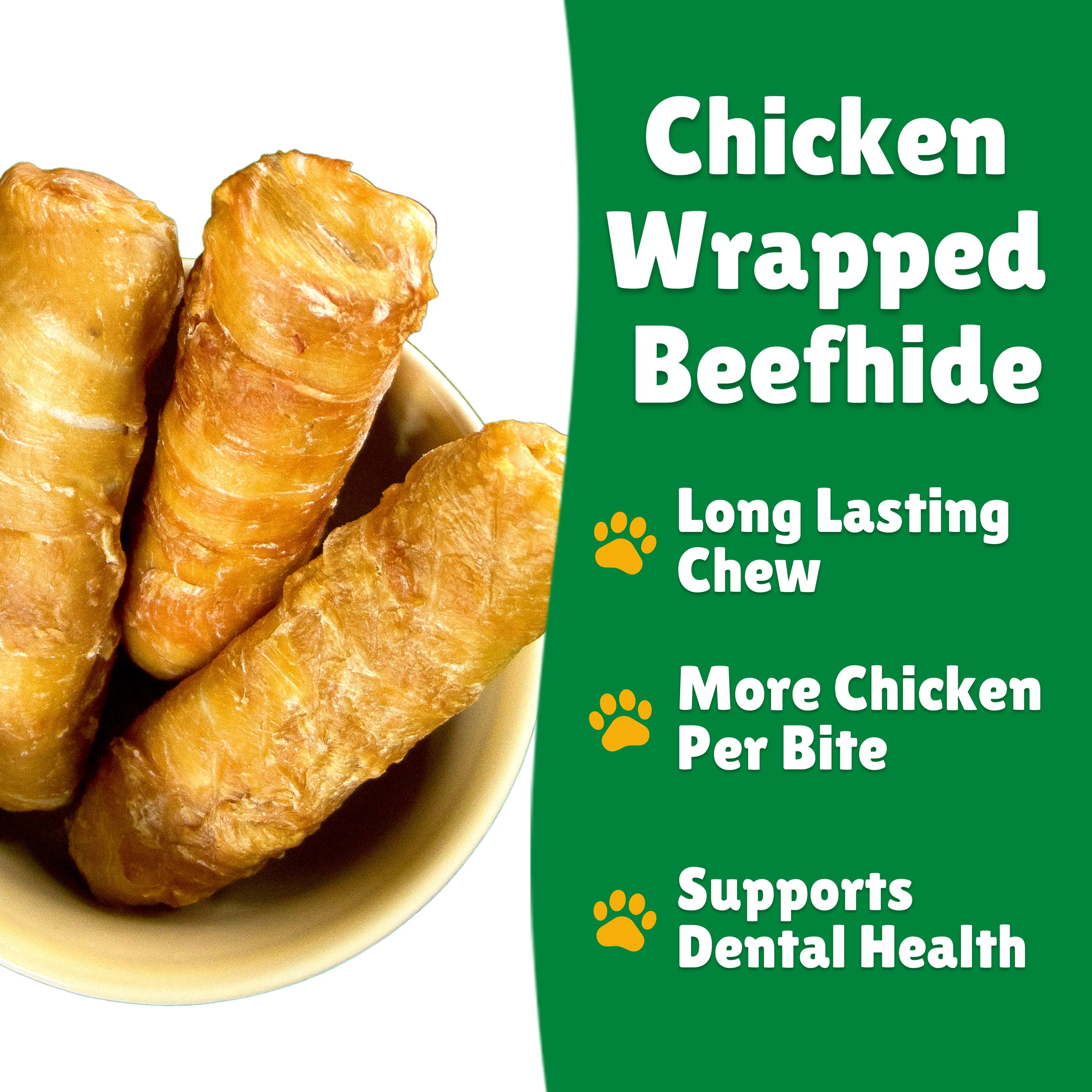 Chicken Wrapped Beefhide Treats for Medium Dogs