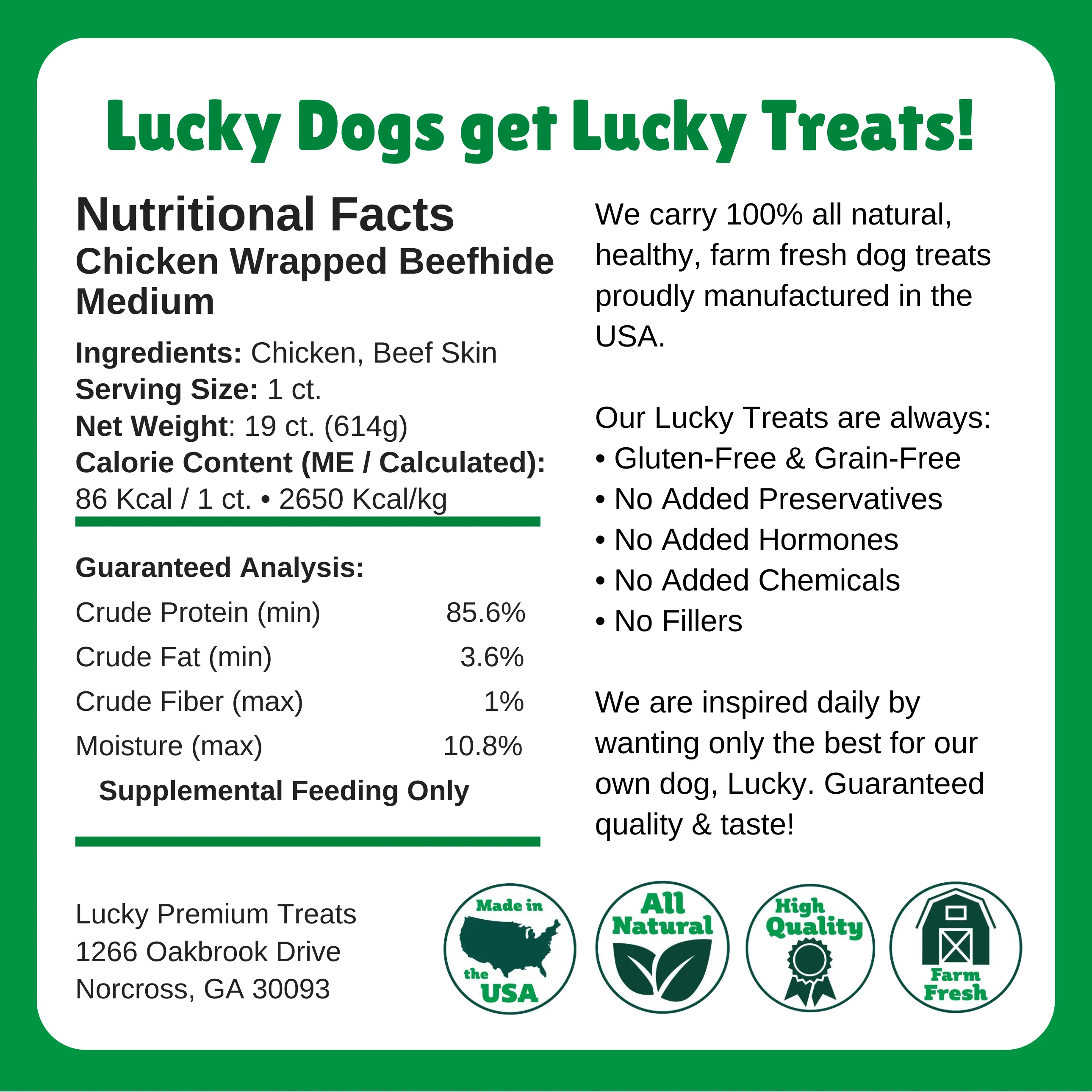 Chicken Wrapped Beefhide Treats for Medium Dogs