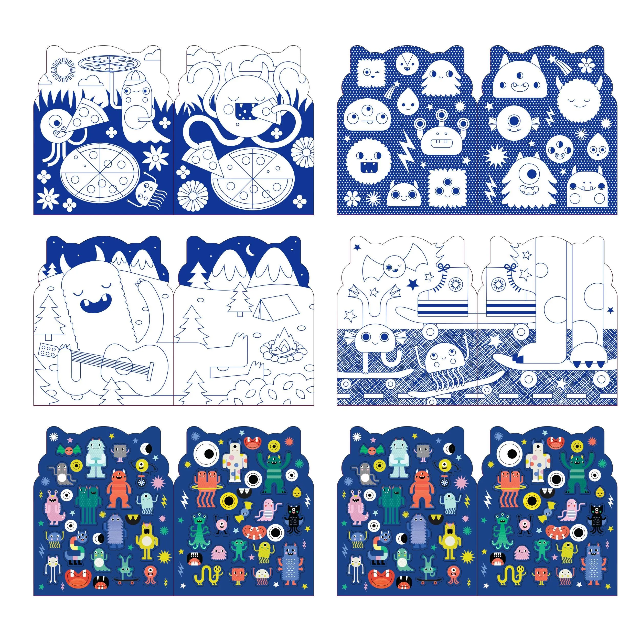 Coloring Book with Stickers  - Monsters