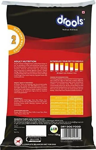 Drools Chicken and Egg Adult Dog Food, 10kg  1kg free