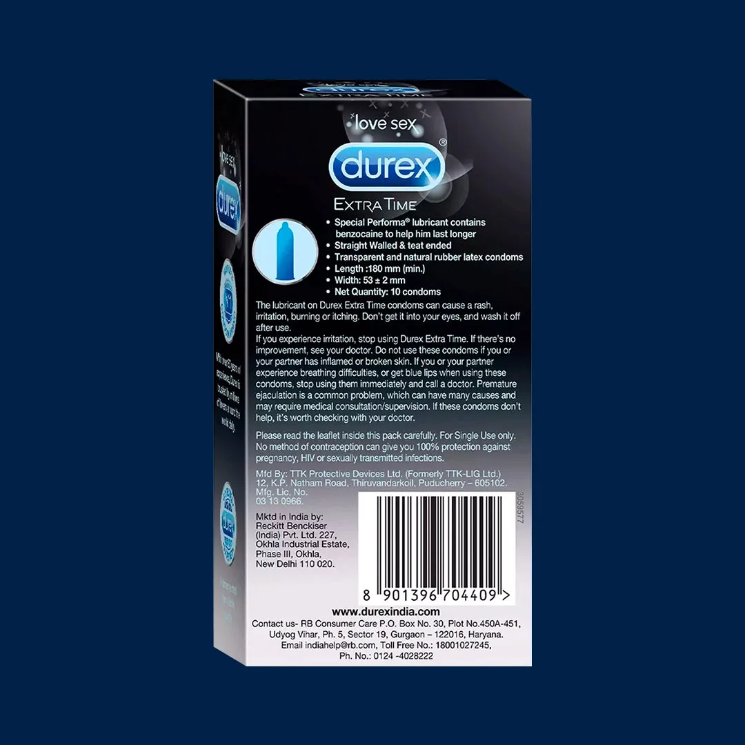 Durex Extra Time Condoms and Elevate Performa Capsules Longer Play Combo Pack