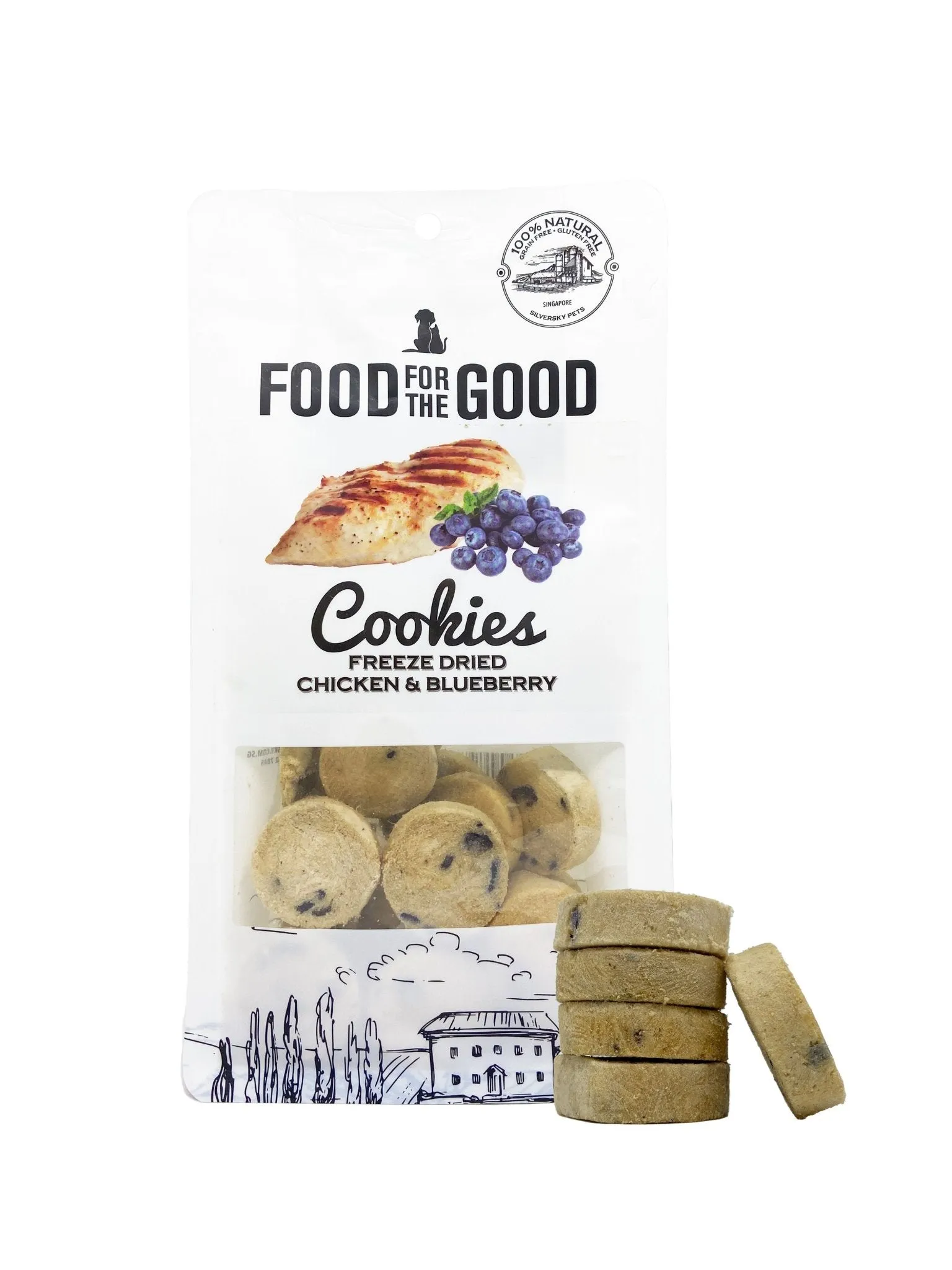Food For The Good Freeze Dried Cat & Dog Treats (Chicken & Blueberry Cookies)