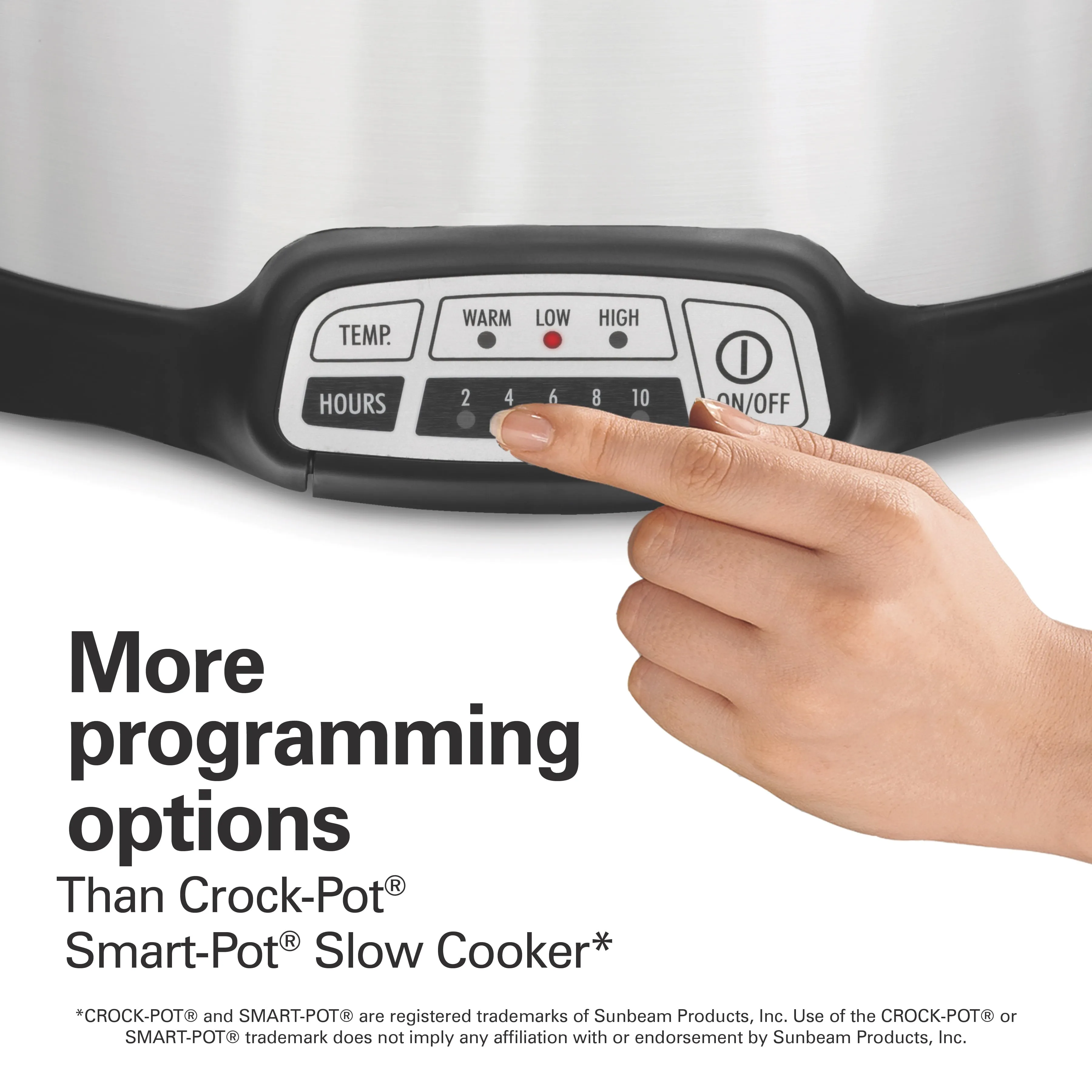 Hamilton Beach Programmable Slow Cooker, 7 Quart Capacity, Lid Lock for Portability, Dishwasher Safe Removable Crock, Silver