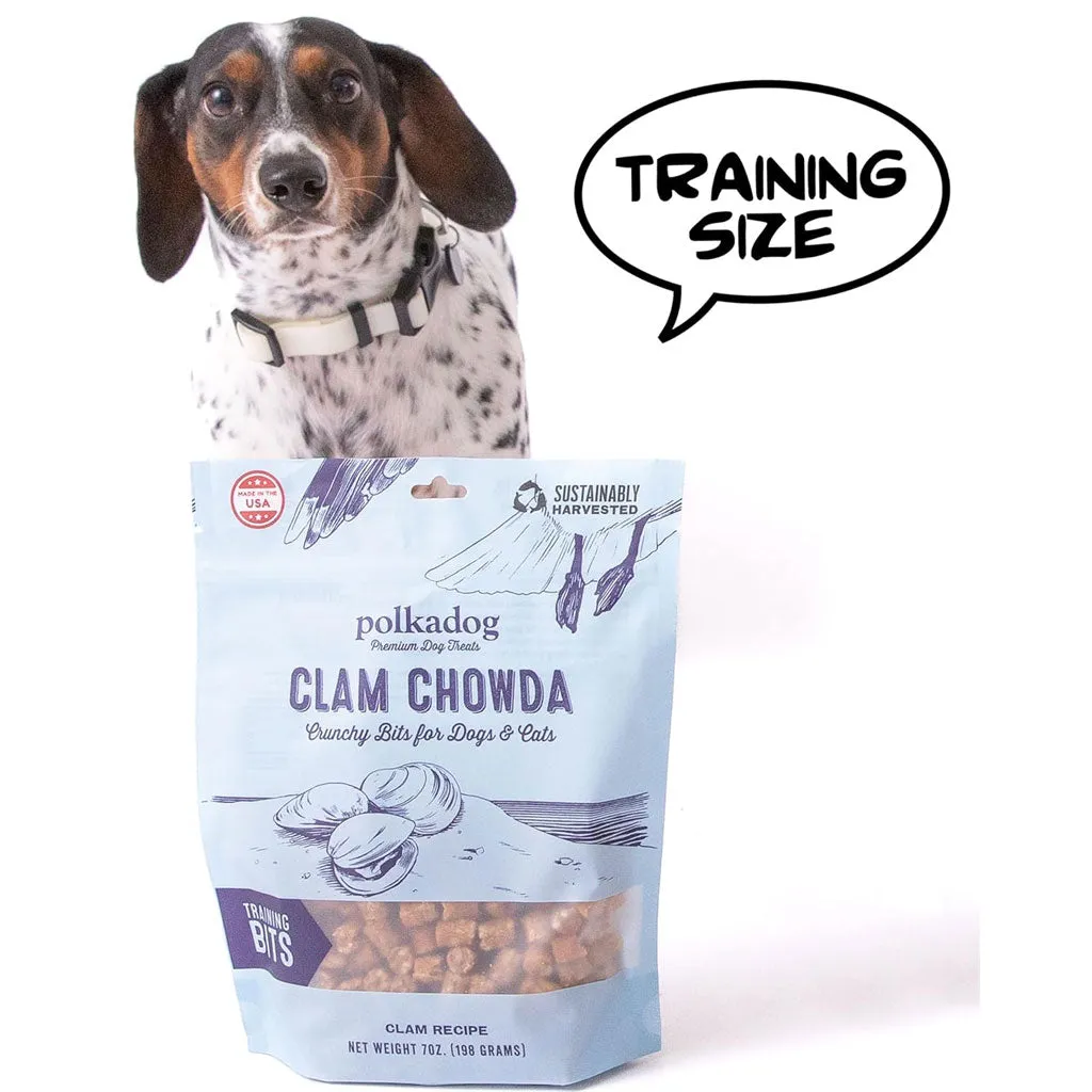 Polkadog Clam Chowda Crunchy Training Bits Treats for Dogs & Cats, 8-oz