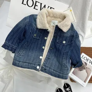 Wilson Thickened Faux Rabbit Fur Denim Jacket