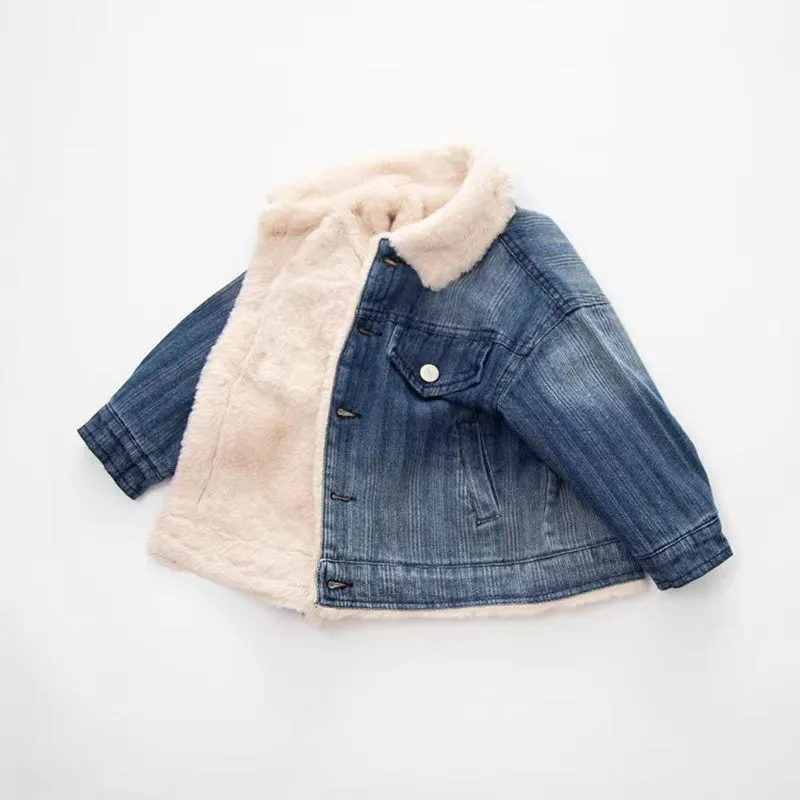 Wilson Thickened Faux Rabbit Fur Denim Jacket
