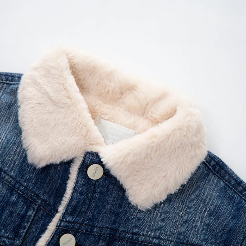Wilson Thickened Faux Rabbit Fur Denim Jacket