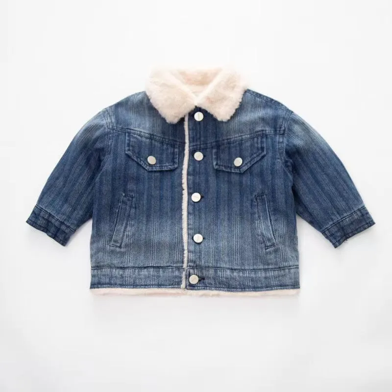 Wilson Thickened Faux Rabbit Fur Denim Jacket